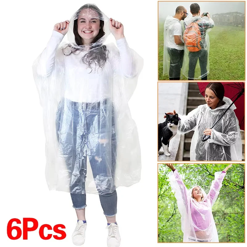 6 قطع من معاطف المطر الشفافة ا - مراجعة Emergency Poncho Rain وسعره