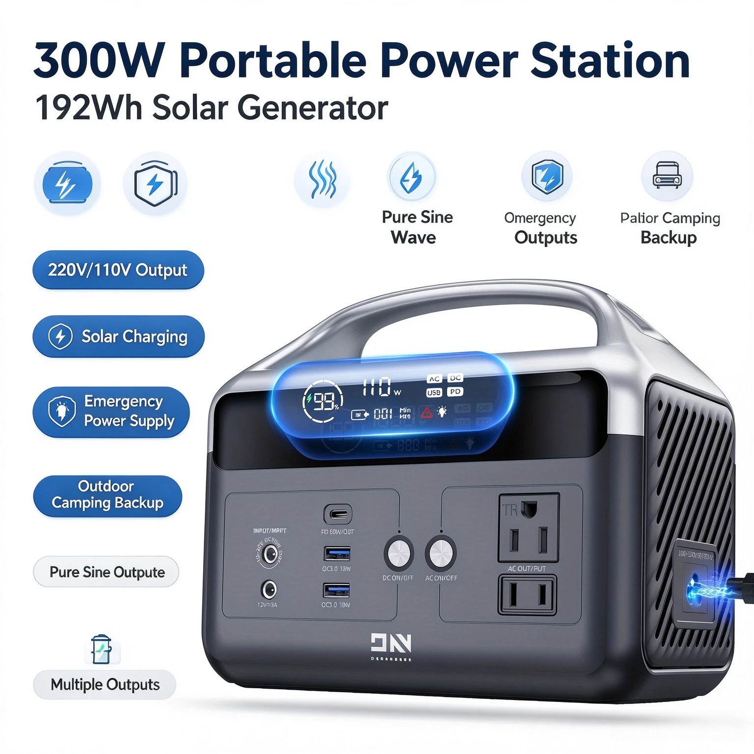 محطة طاقة محمولة بقدرة 300 واط - مراجعة Solar Emergency Charger وسعره